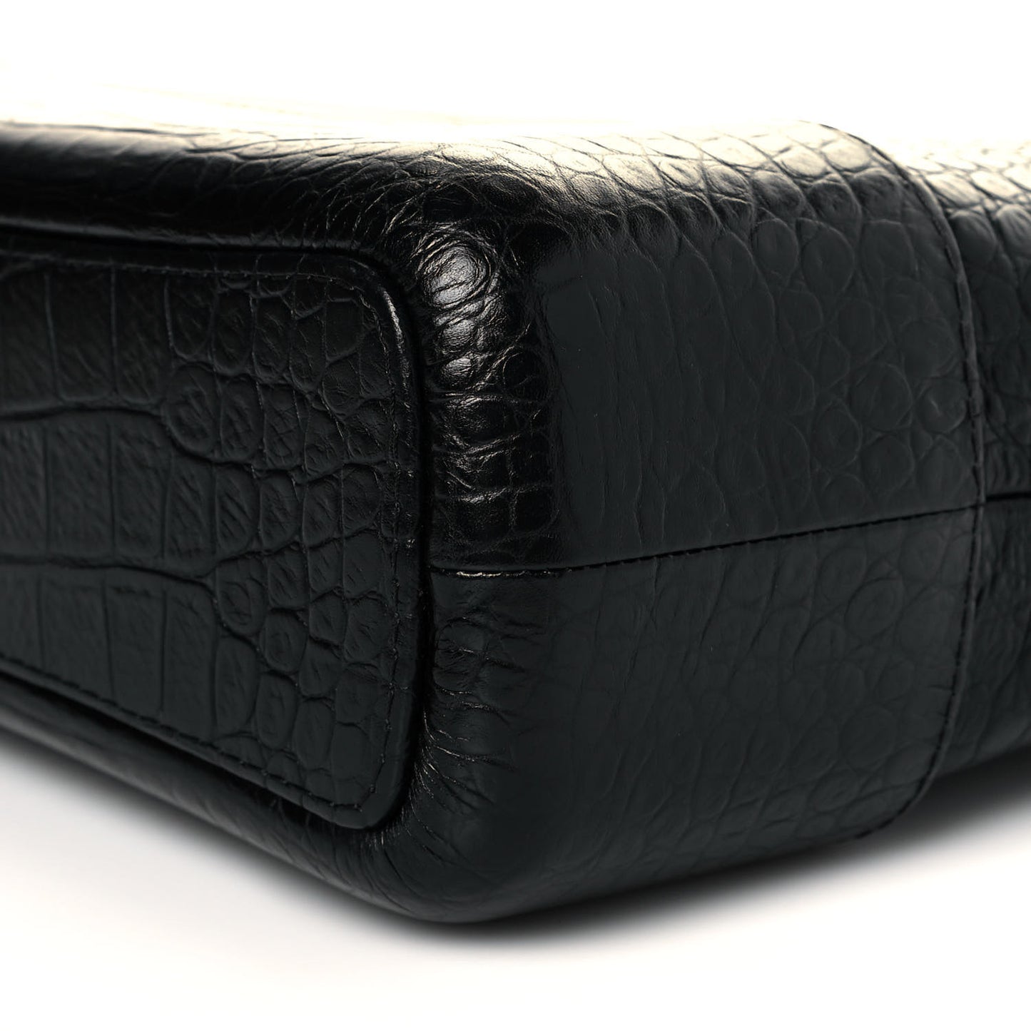 Crocodile Embossed Calfskin Medium Gabrielle Cocodile Hobo Black