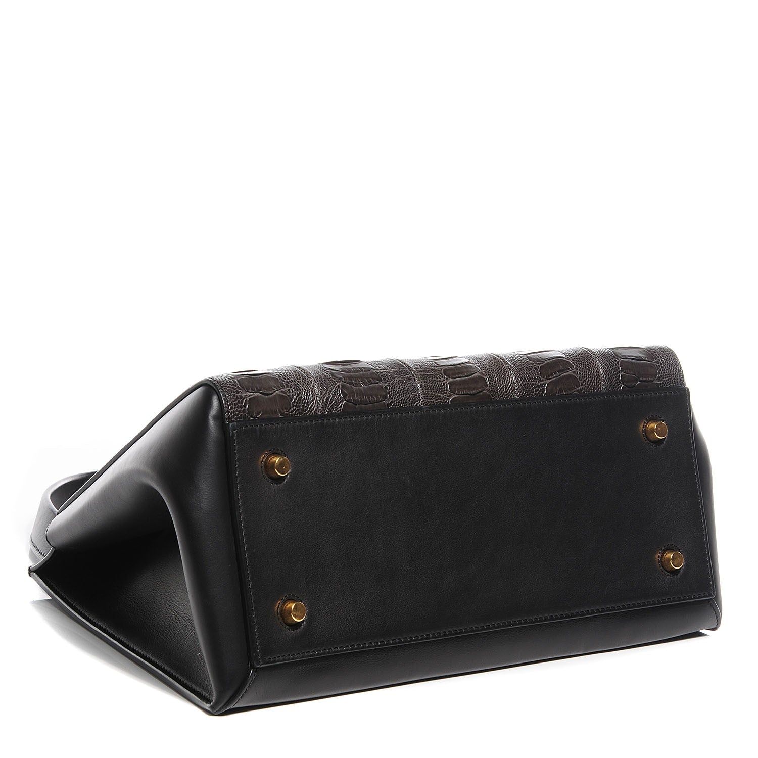 Celine Smooth Calfskin Ostrich Leg Medium Edge Shoulder Bag Black 4 of 7