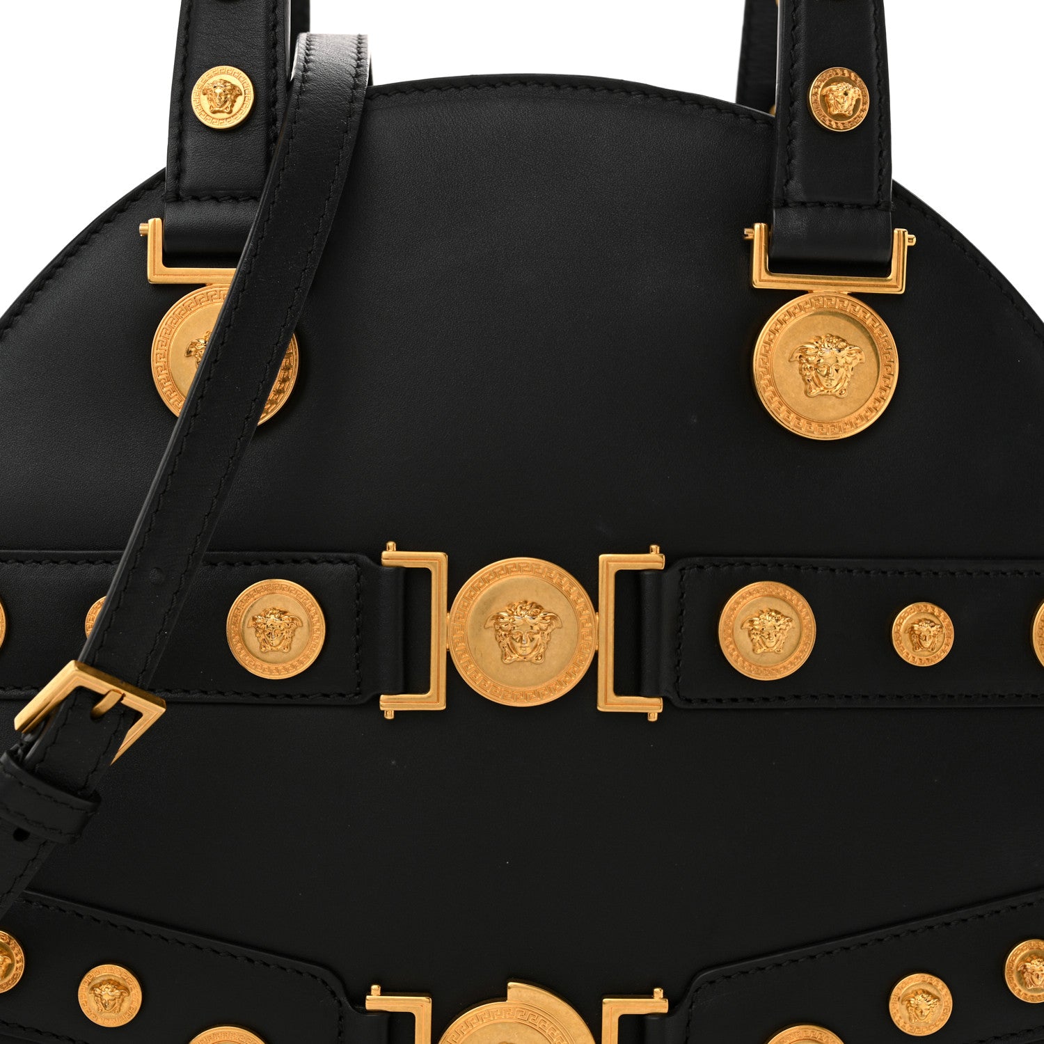 Versace Calfskin Medallion Tribute Bowling Bag Black 8 of 11