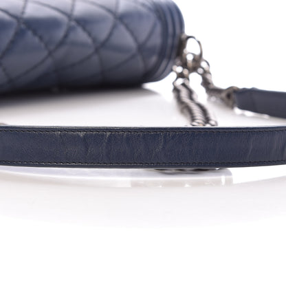 Chanel Calfskin Double Stitch Medium Boy Flap Navy Blue 12 of 14