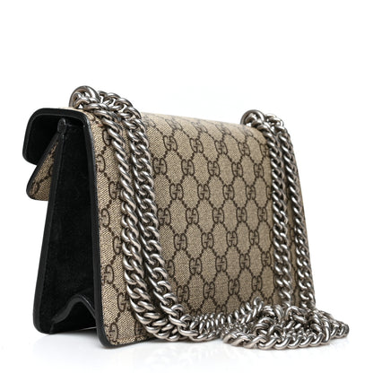 Gucci GG Supreme Monogram Suede Crystal Small Dionysus Shoulder Bag Beige Ebony Black 3 of 11