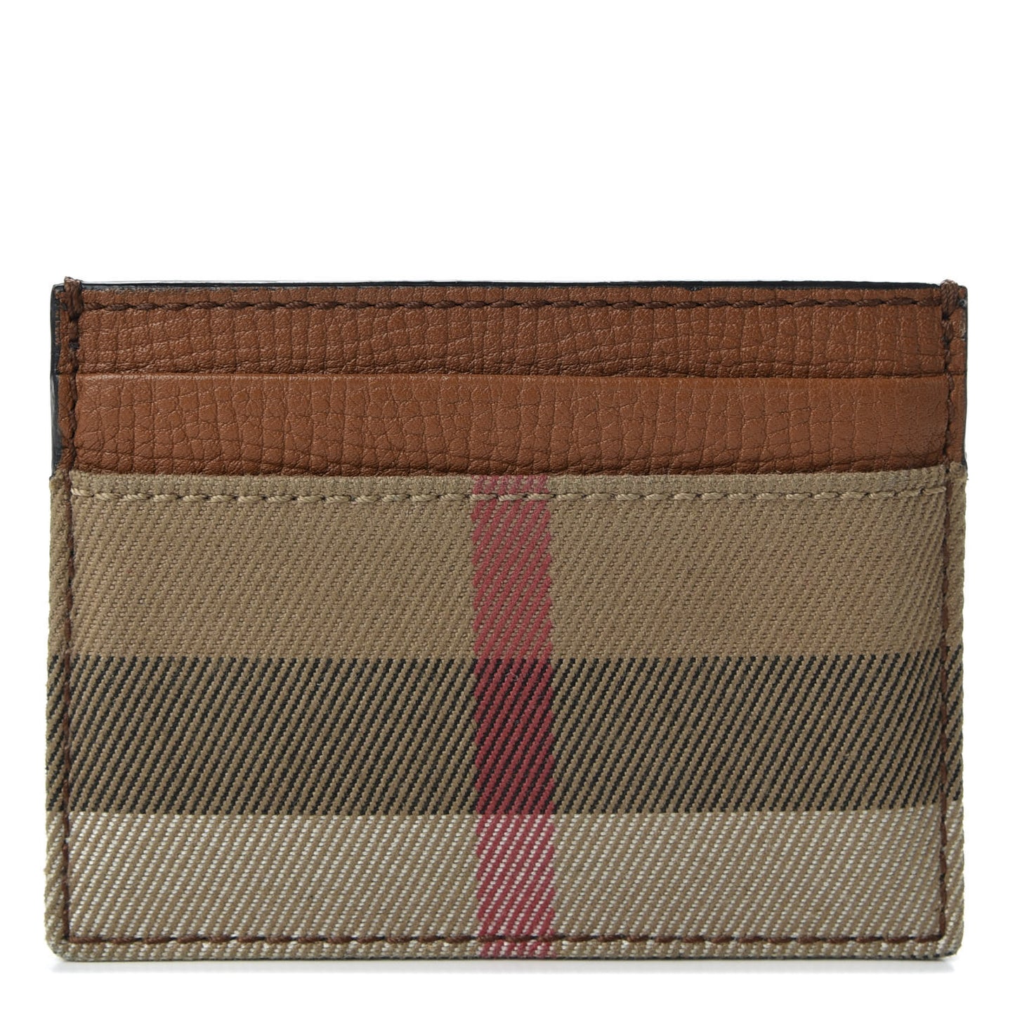 Grainy Calfskin House Check Sandon Card Case Tan