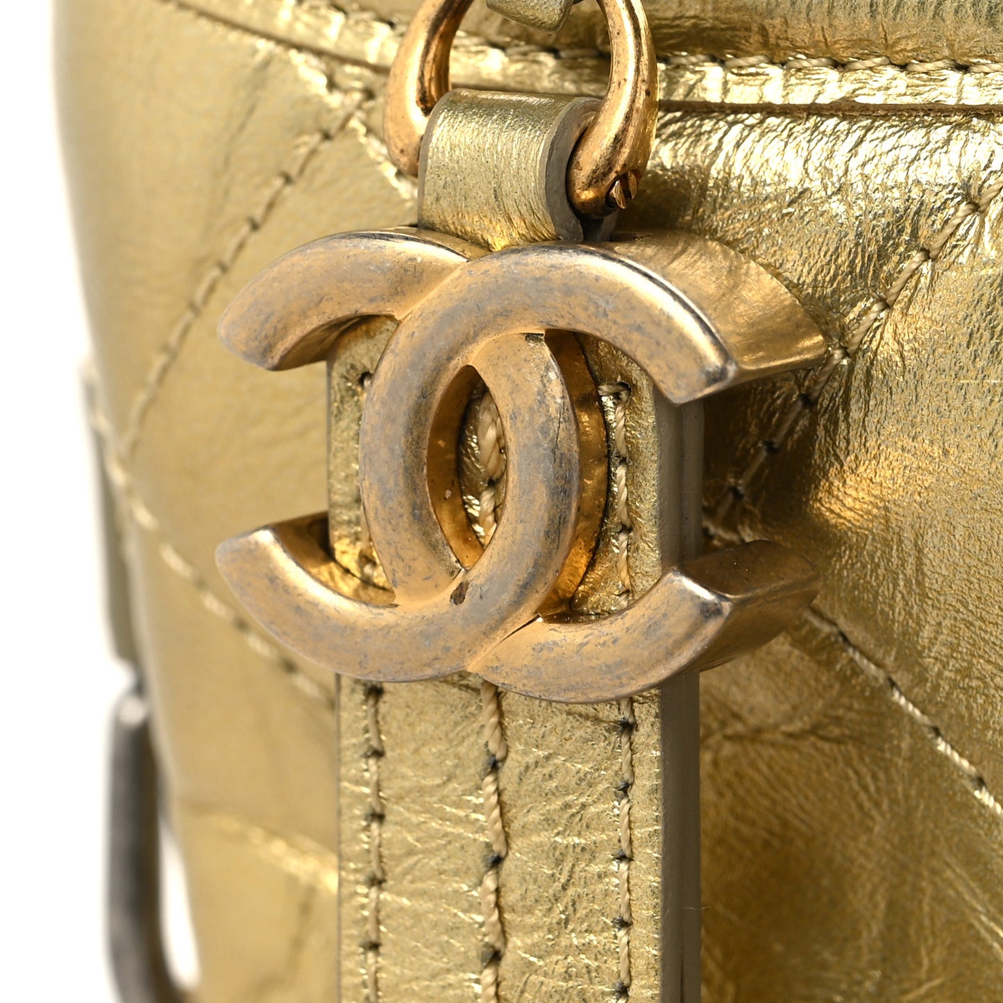 Metallic Lambskin Calfskin Quilted Medium Gabrielle Hobo Gold