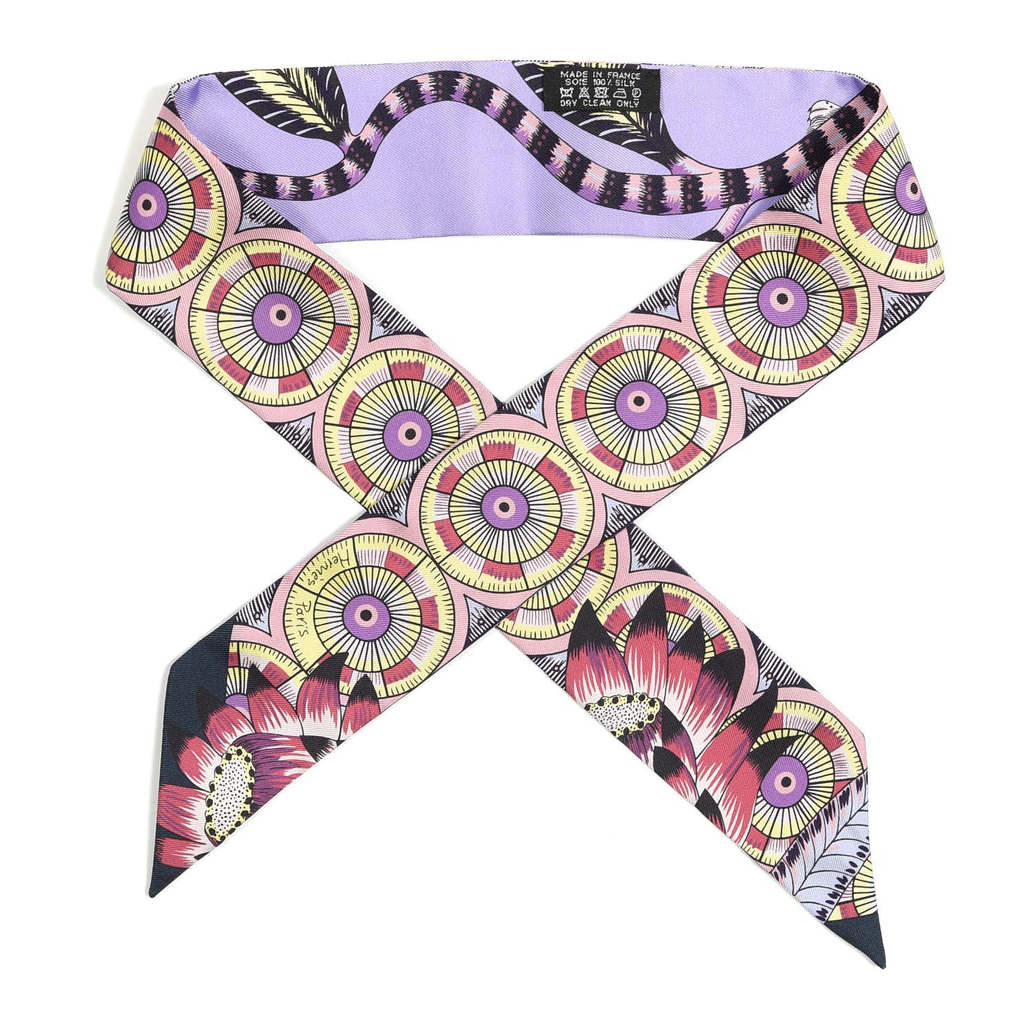 Hermes Silk The Savana Dance Twilly Mauve Jaune Rose 1 of 4