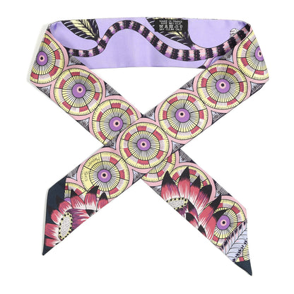 Hermes Silk The Savana Dance Twilly Mauve Jaune Rose 1 of 4