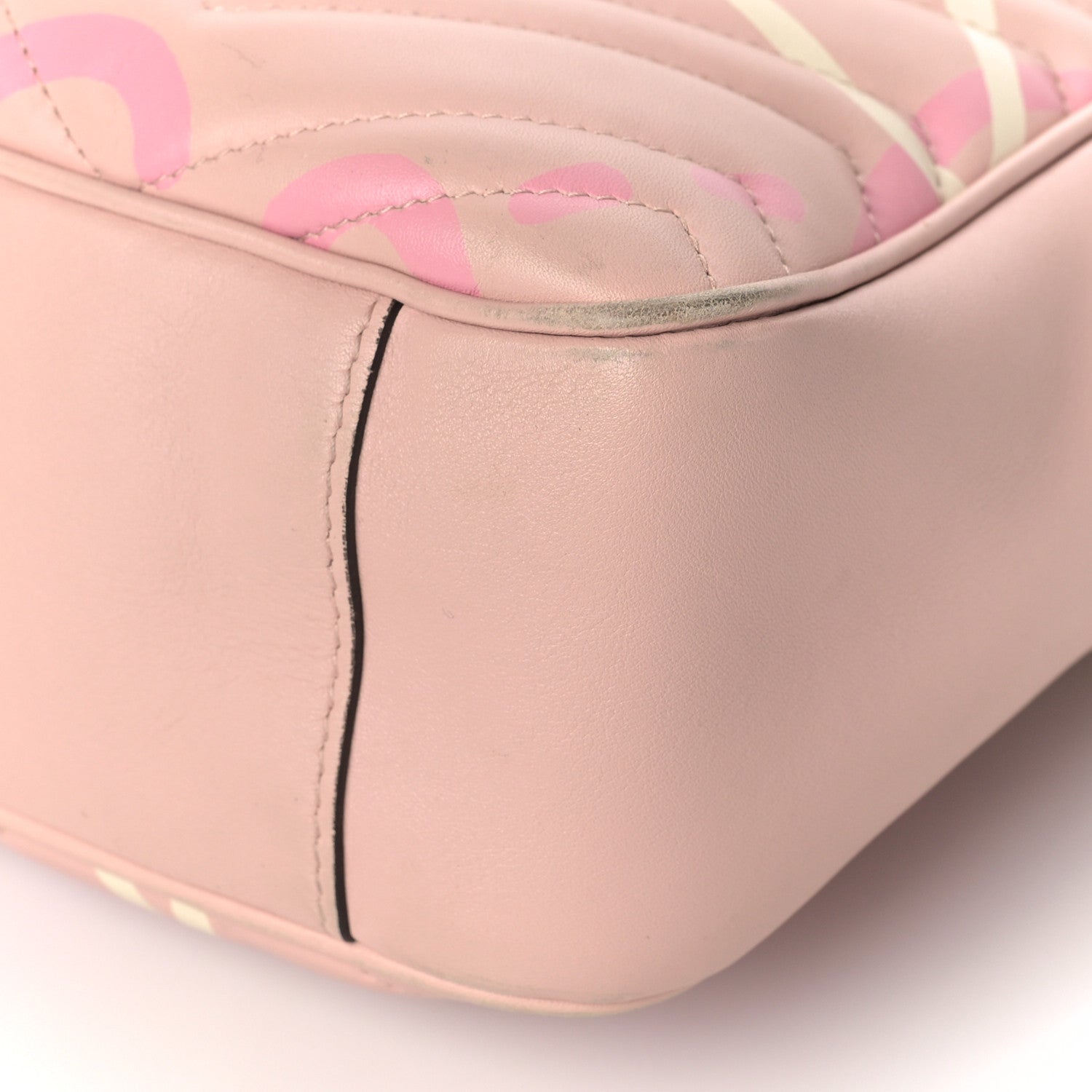 Gucci Calfskin Matelasse GucciGhost Medium GG Marmont Chain Shoulder Bag Perfect Pink Rosa Ivory 11 of 11
