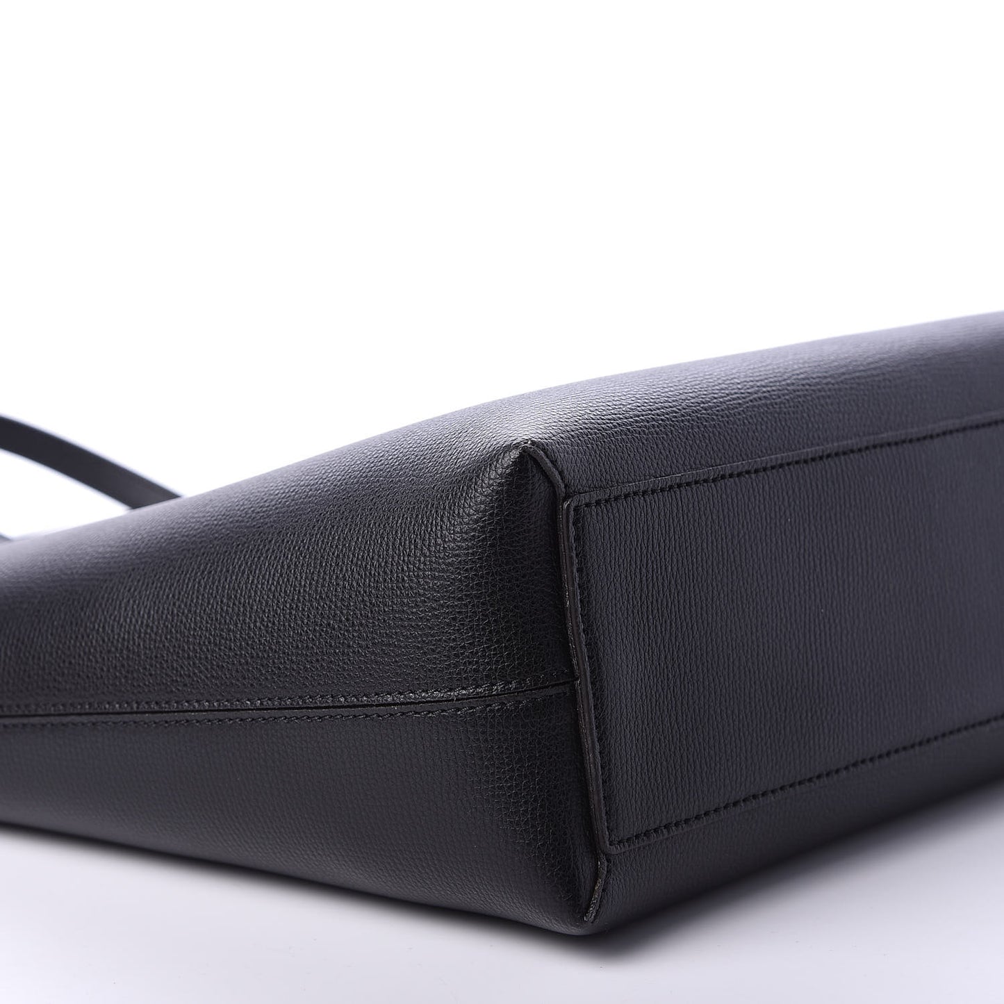 Grainy Calfskin Haymarket Check Medium Reversible Tote Black