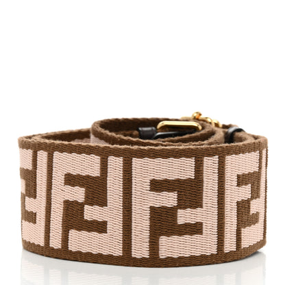 Fendi Ribbon Vitello Century FF 1974 Embroidered Adjustable Strap You Fango Rosa Confetto Chocolate 2 of 5