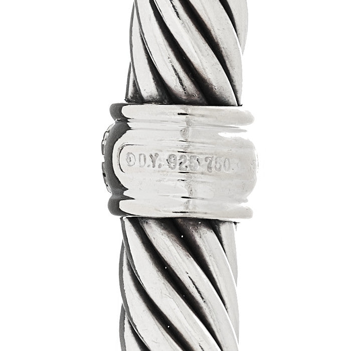 David Yurman Sterling Silver 18K White Gold Diamond 7mm Cable Classics Station Bracelet 3 of 4