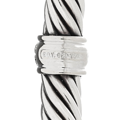 David Yurman Sterling Silver 18K White Gold Diamond 7mm Cable Classics Station Bracelet 3 of 4