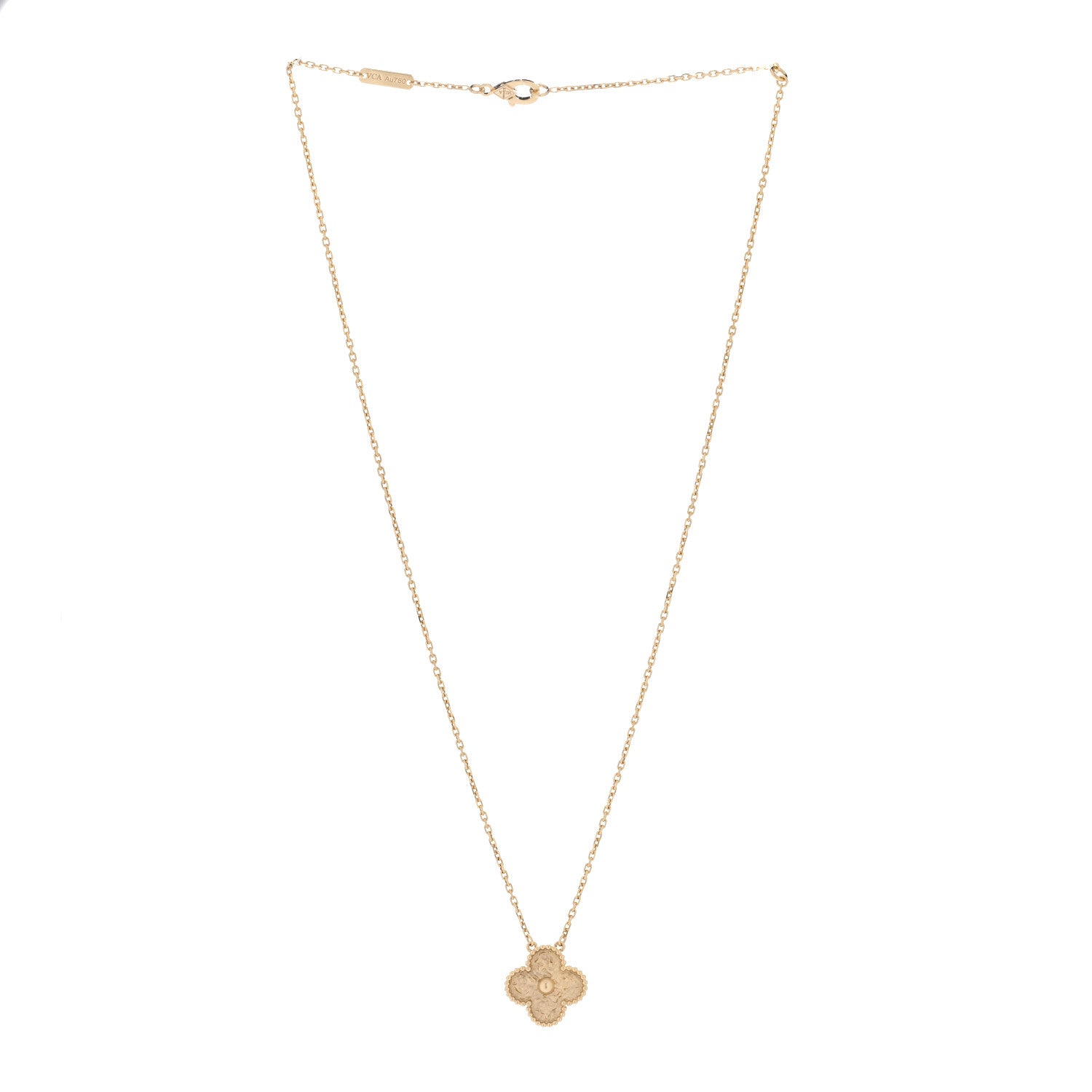 Van Cleef & Arpels 18K Yellow Gold Vintage Alhambra Pendant Necklace 3 of 6