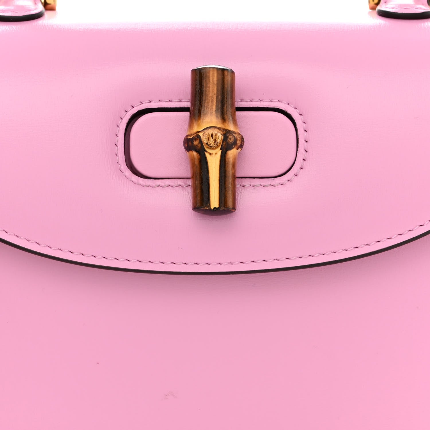 Gucci Boarded Dyana Lux Calfskin Web Small Bamboo 1947 Top Handle Bag Nice Pink 9 of 13