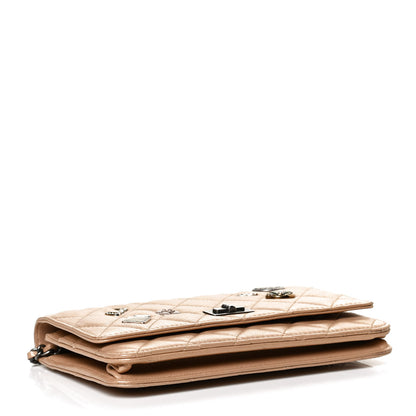 Chanel Metallic Calfskin Lucky Charms Casino 2.55 Reissue Wallet On Chain WOC Beige 4 of 14