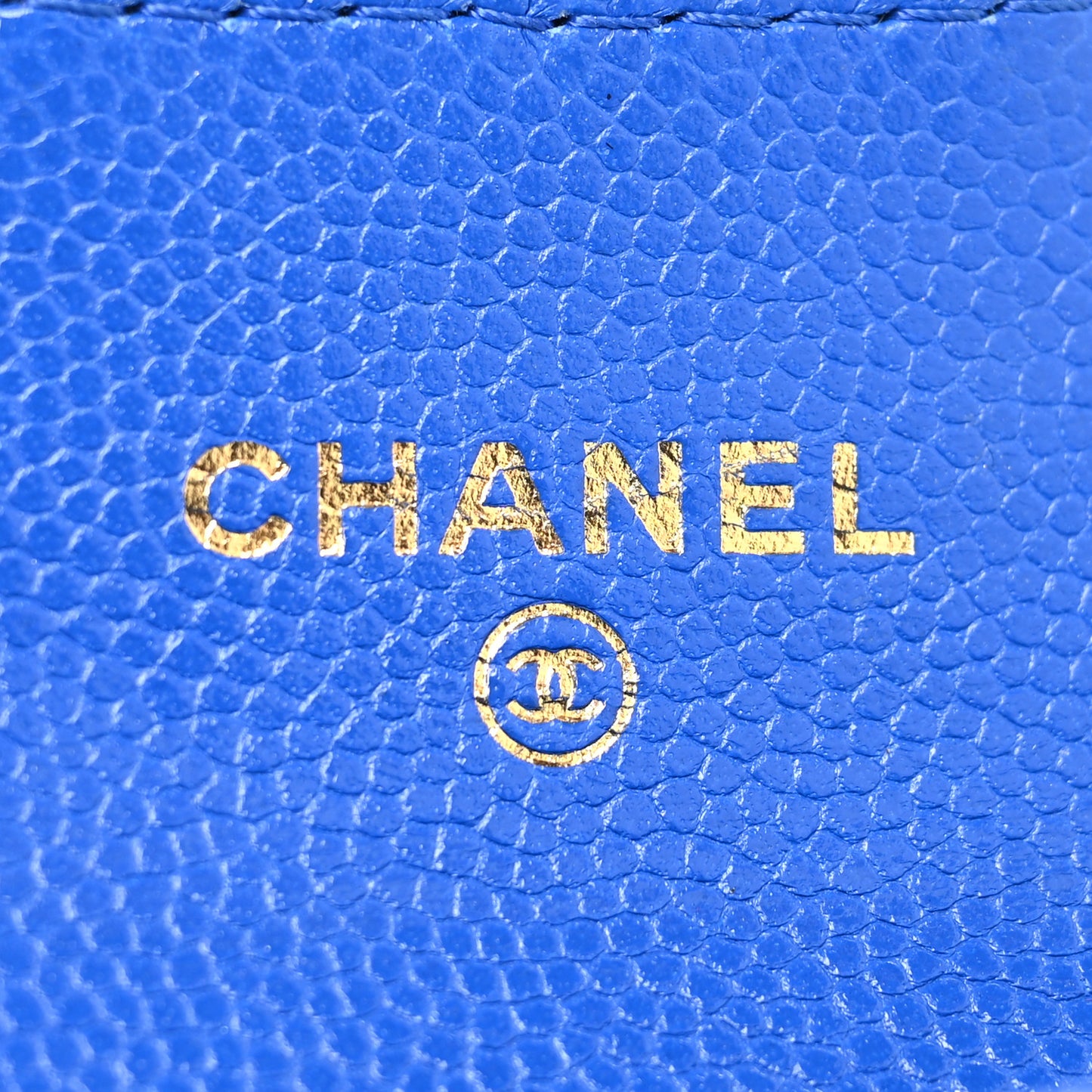 Caviar Quilted Flap Card Holder Wallet Blue