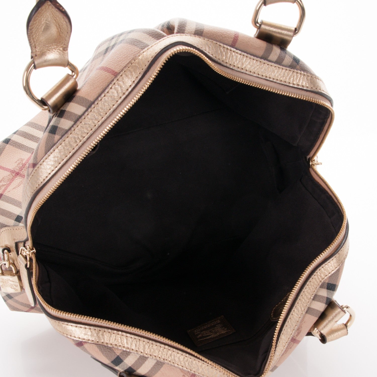 Burberry Haymarket Check Thornley Satchel Gold 5 of 12