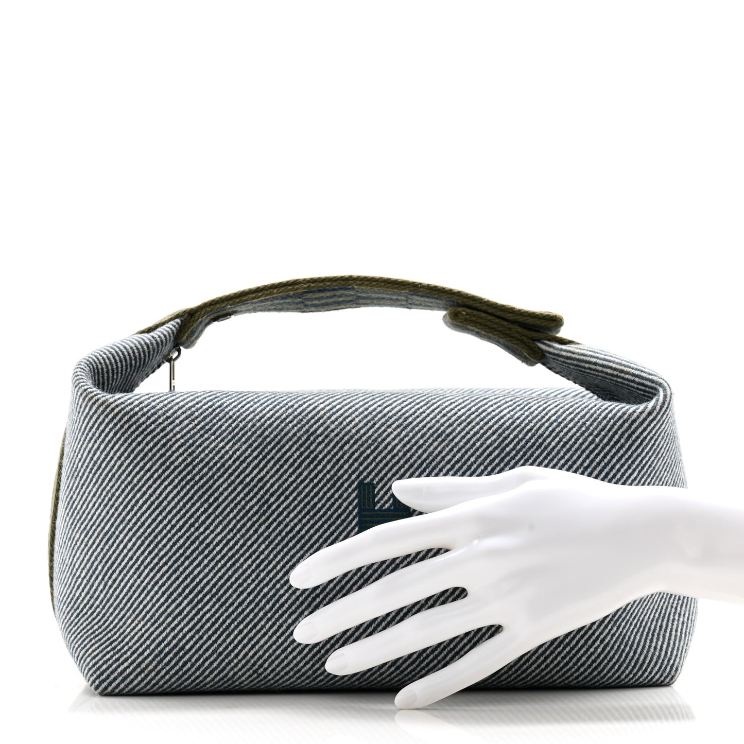 Wool Large Bride-A-Brac H Natte Pouch Bleu Abysse