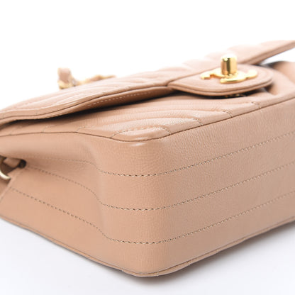 Chanel Calfskin Chevron Quilted Mini Rectangular Flap Dark Beige 8 of 11