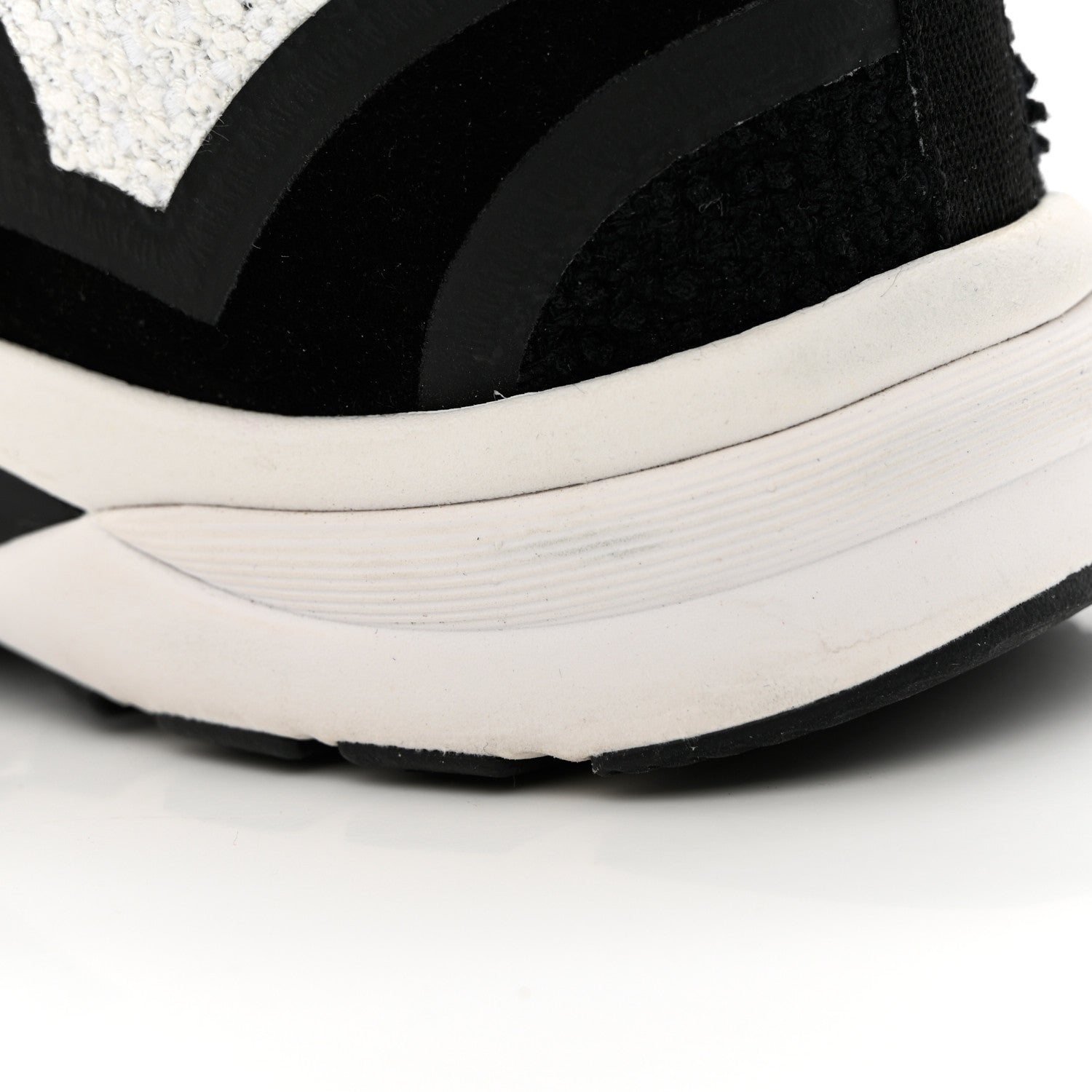 Chanel Tweed Suede Calfskin CC Sneakers 36.5 Black White 10 of 14