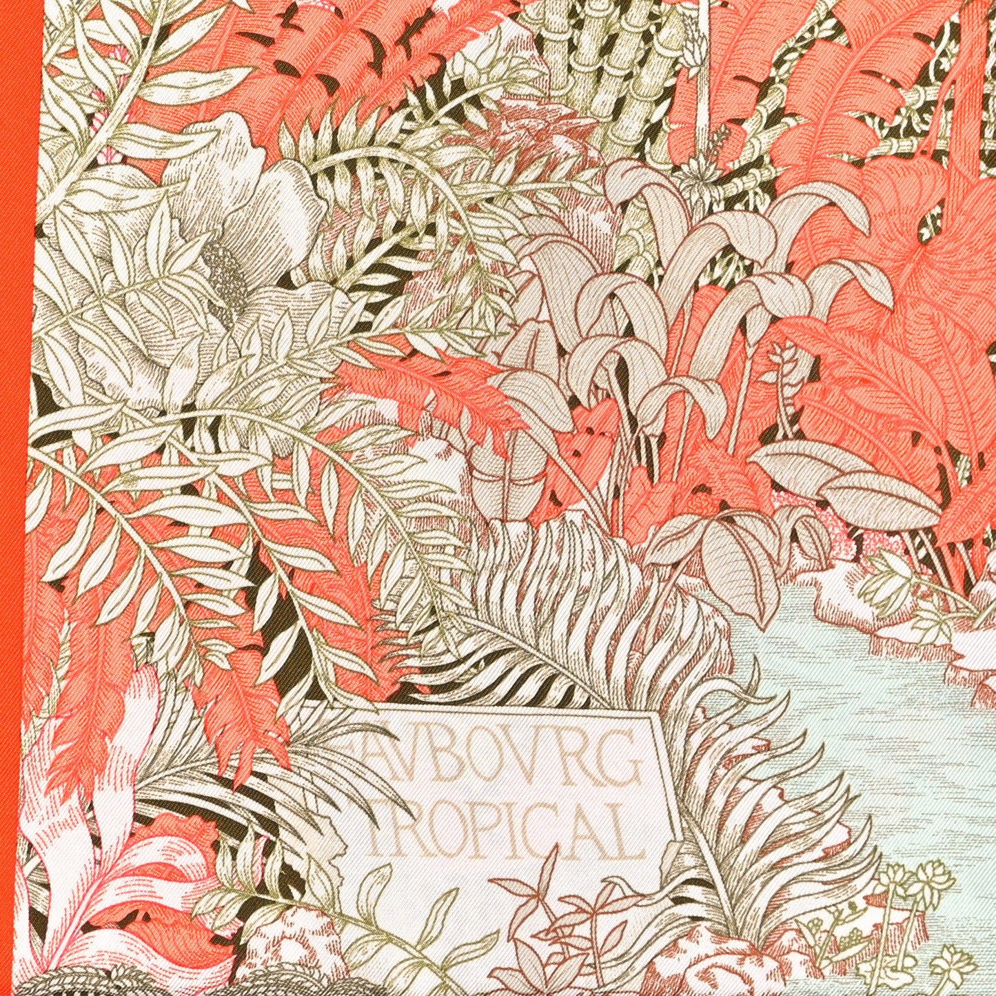 Silk Faubourg Tropical Scarf 90 Orange Kaki Saumon