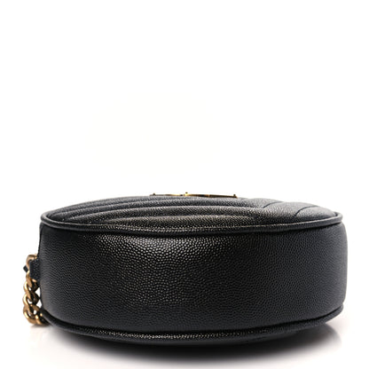 Saint Laurent Grain De Poudre Matelasse Chevron Quilted Round Vinyle Camera Bag Black 4 of 9