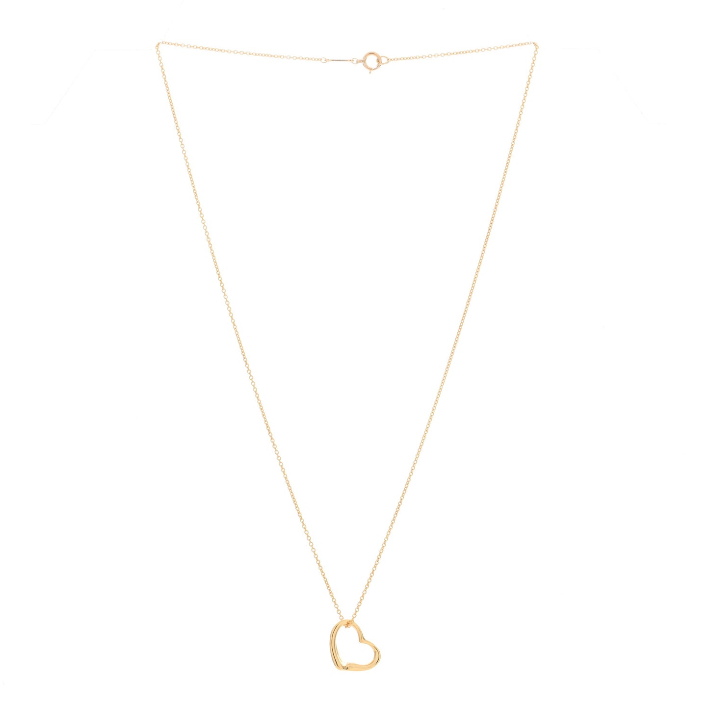 18K Yellow Gold 14mm Elsa Peretti Open Heart Pendant Necklace