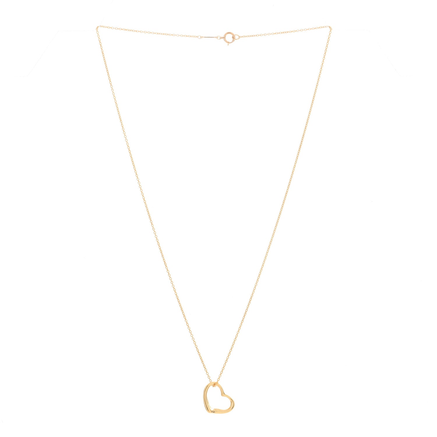 Tiffany 18K Yellow Gold 14mm Elsa Peretti Open Heart Pendant Necklace 2 of 4