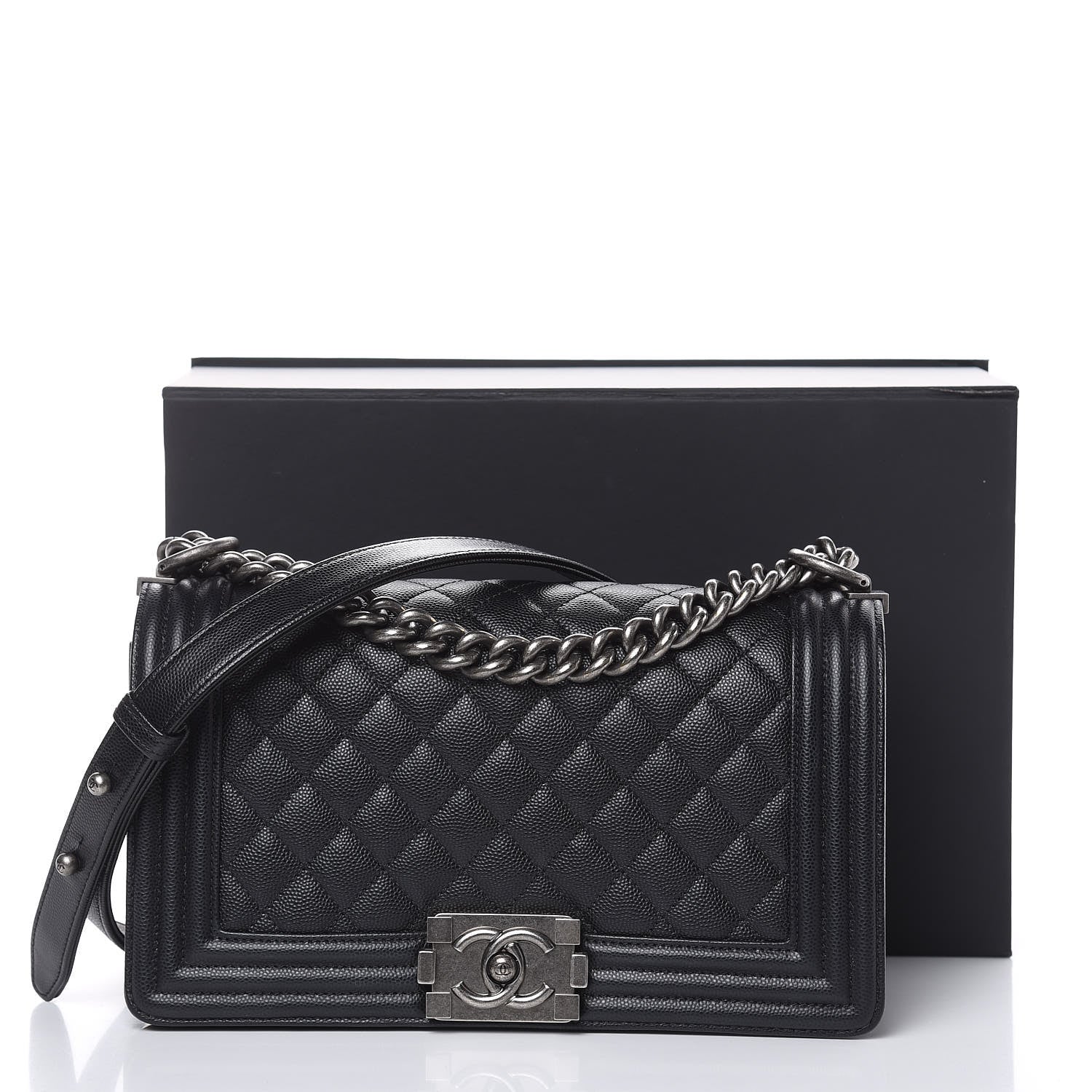 Chanel Caviar Quilted Medium Boy Flap Black 11 of 11