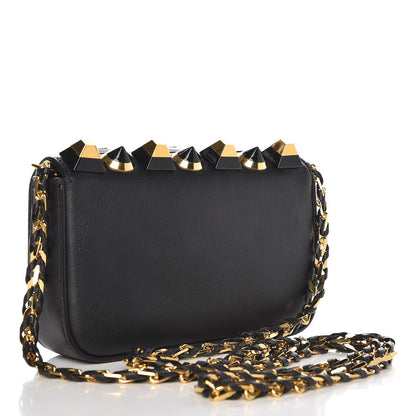 Fendi Vitello Dolce Studded Mini 3Baguette Shoulder Bag Black Gold 3 of 6