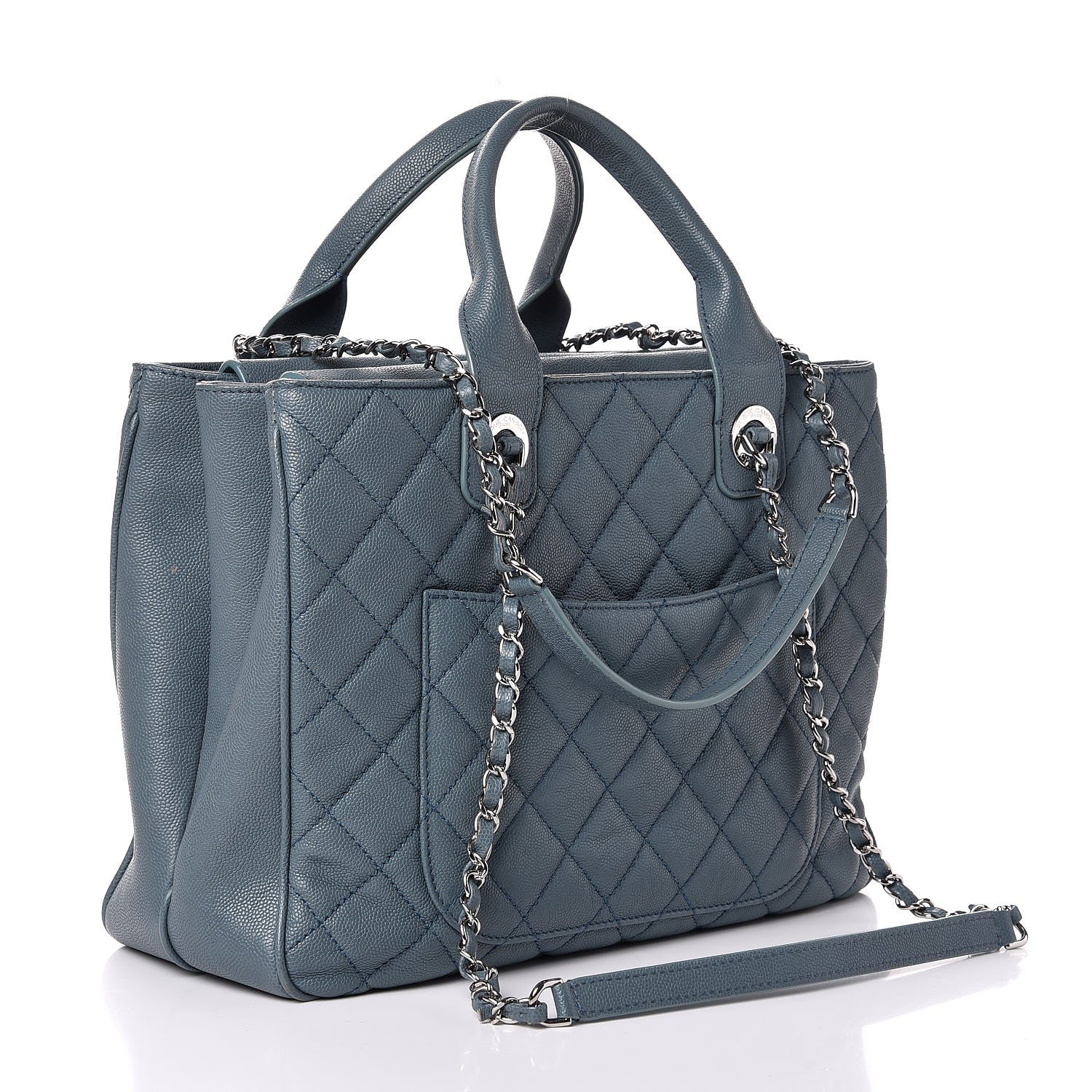 Chanel Caviar Quilted Urban Companion Top Handle Shopping Tote Light Blue 4 of 8