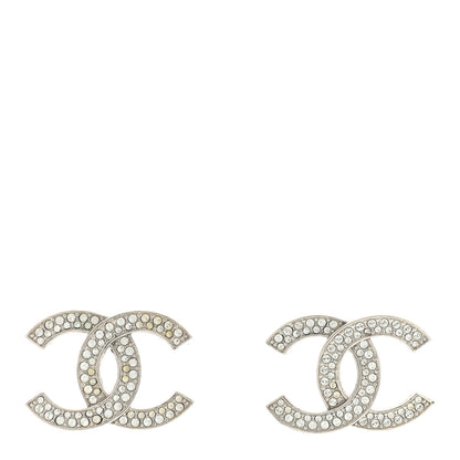 Chanel Crystal CC Earrings Silver 1 of 4