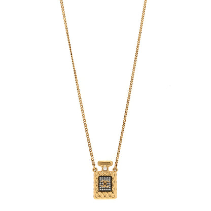 Chanel Crystal Pearl Perfume Bottle CC Necklace Black Gold 1 of 4