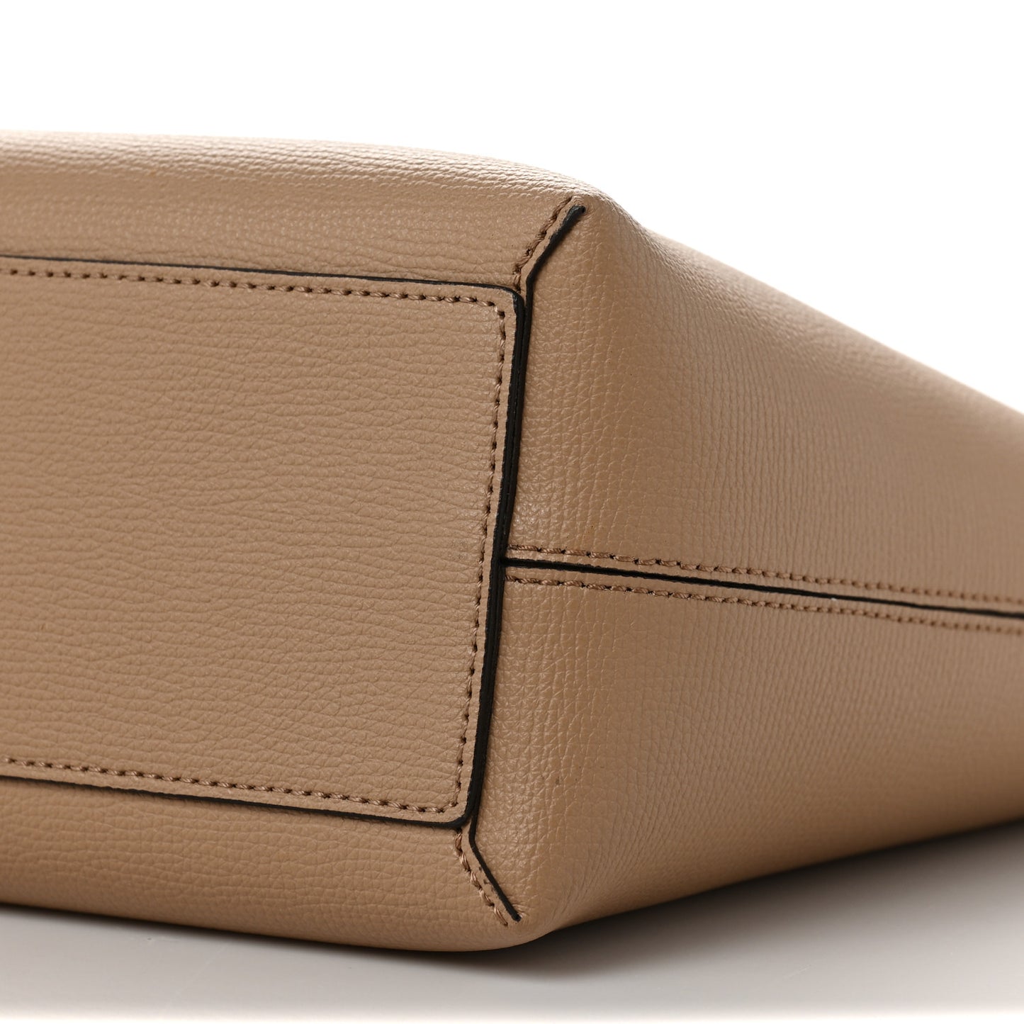 Grainy Calfskin Haymarket Check Small Reversible Tote Mid Camel