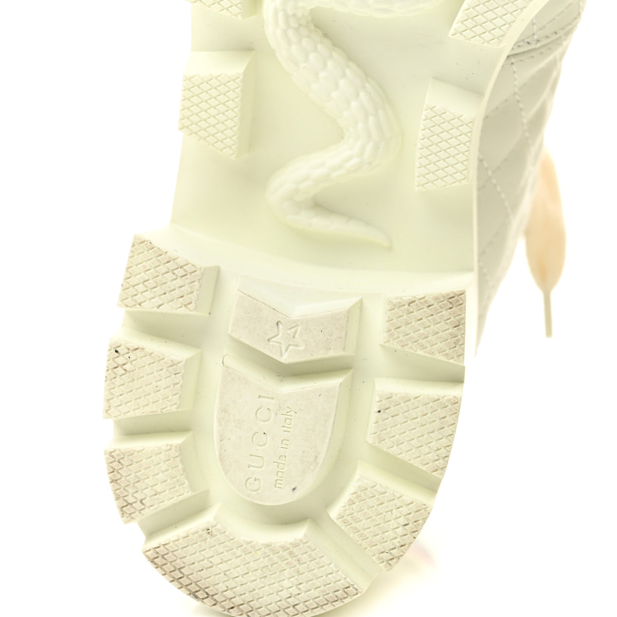 Calfskin Quilted Sylvie Web Lace Up Combat Ankle Boots 39 White