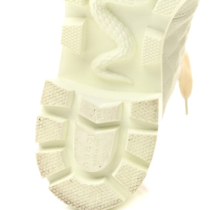 Gucci Calfskin Quilted Sylvie Web Lace Up Combat Ankle Boots 39 White 7 of 10