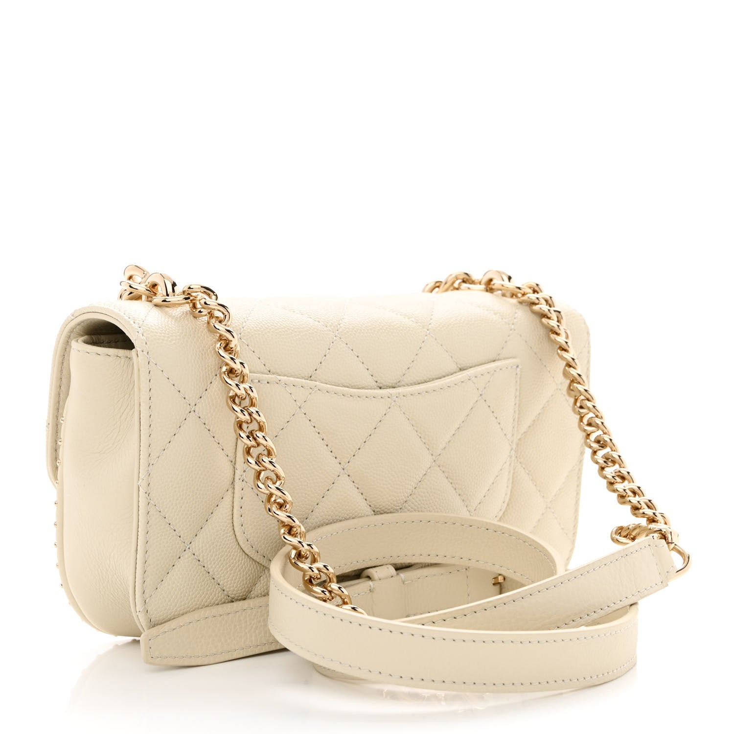 Chanel Caviar Quilted Mini Studded Flap White 3 of 13
