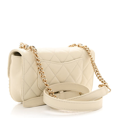 Chanel Caviar Quilted Mini Studded Flap White 3 of 13