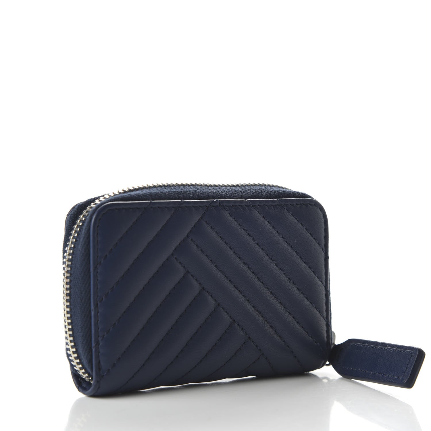 Chanel Lambskin Quilted CC Crossing Zip Around Coin Purse Navy 3 of 11