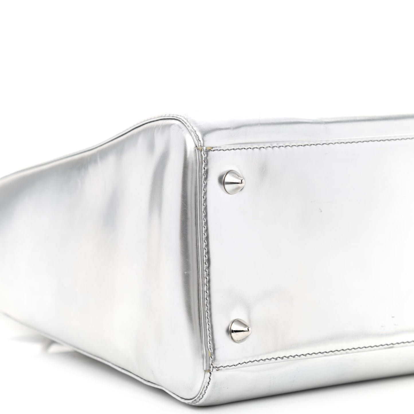 Metallic Patent Calfskin Medium Lady Dior Silver
