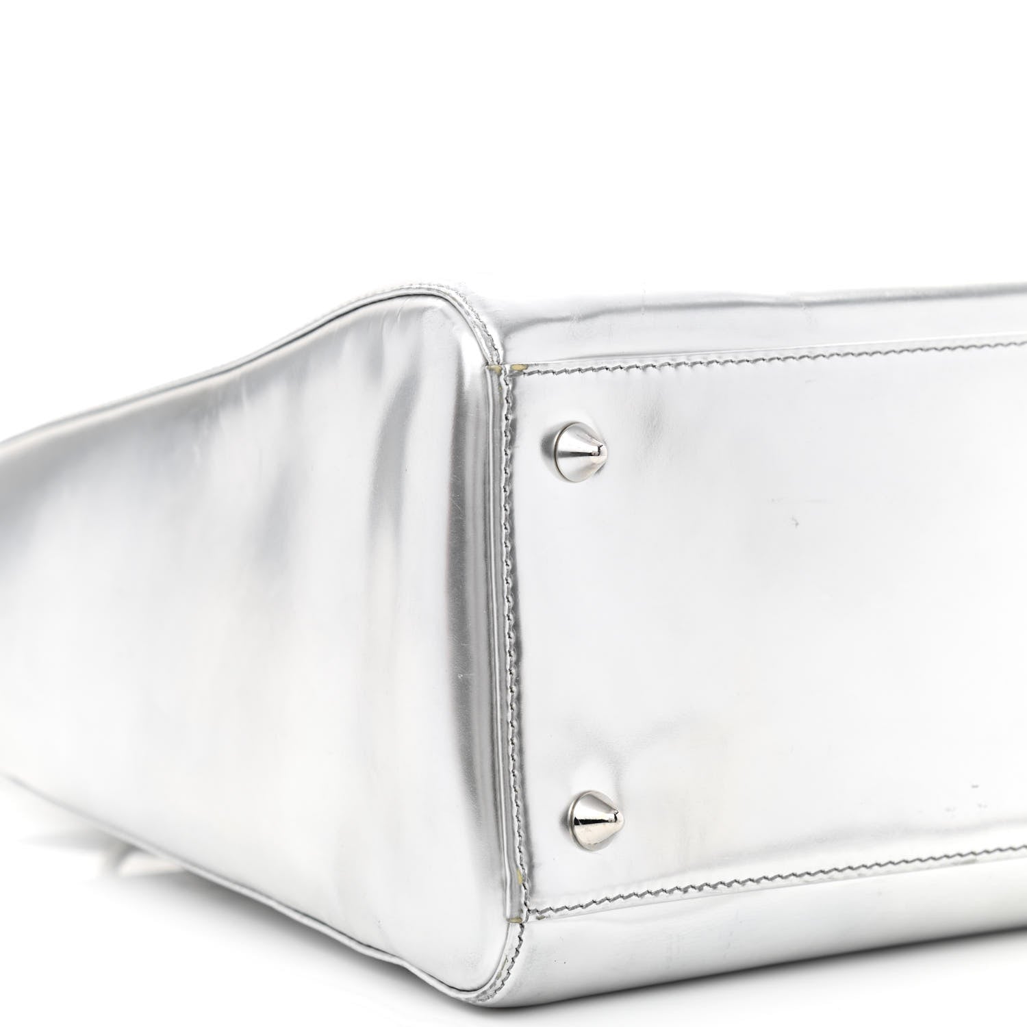 Christian Dior Metallic Patent Calfskin Medium Lady Dior Silver 9 of 11