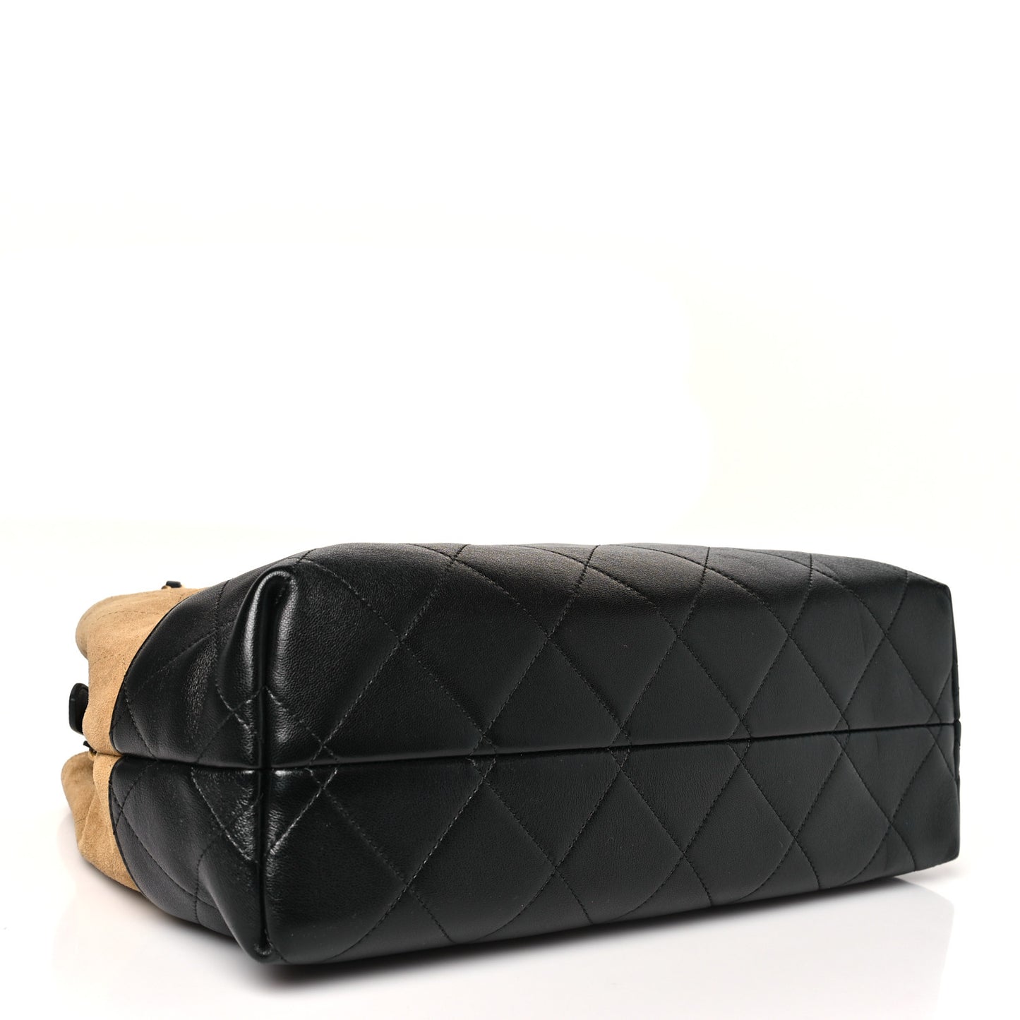 Suede Calfskin Shiny Lambskin Quilted Small Coco Base Shopping Bag Beige Black