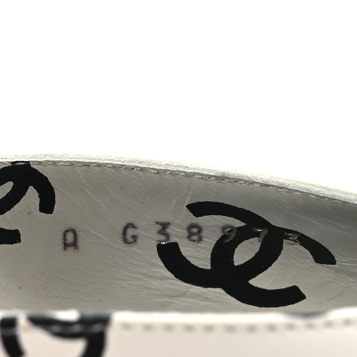 Printed Lambskin CC Sandals 37 White Black
