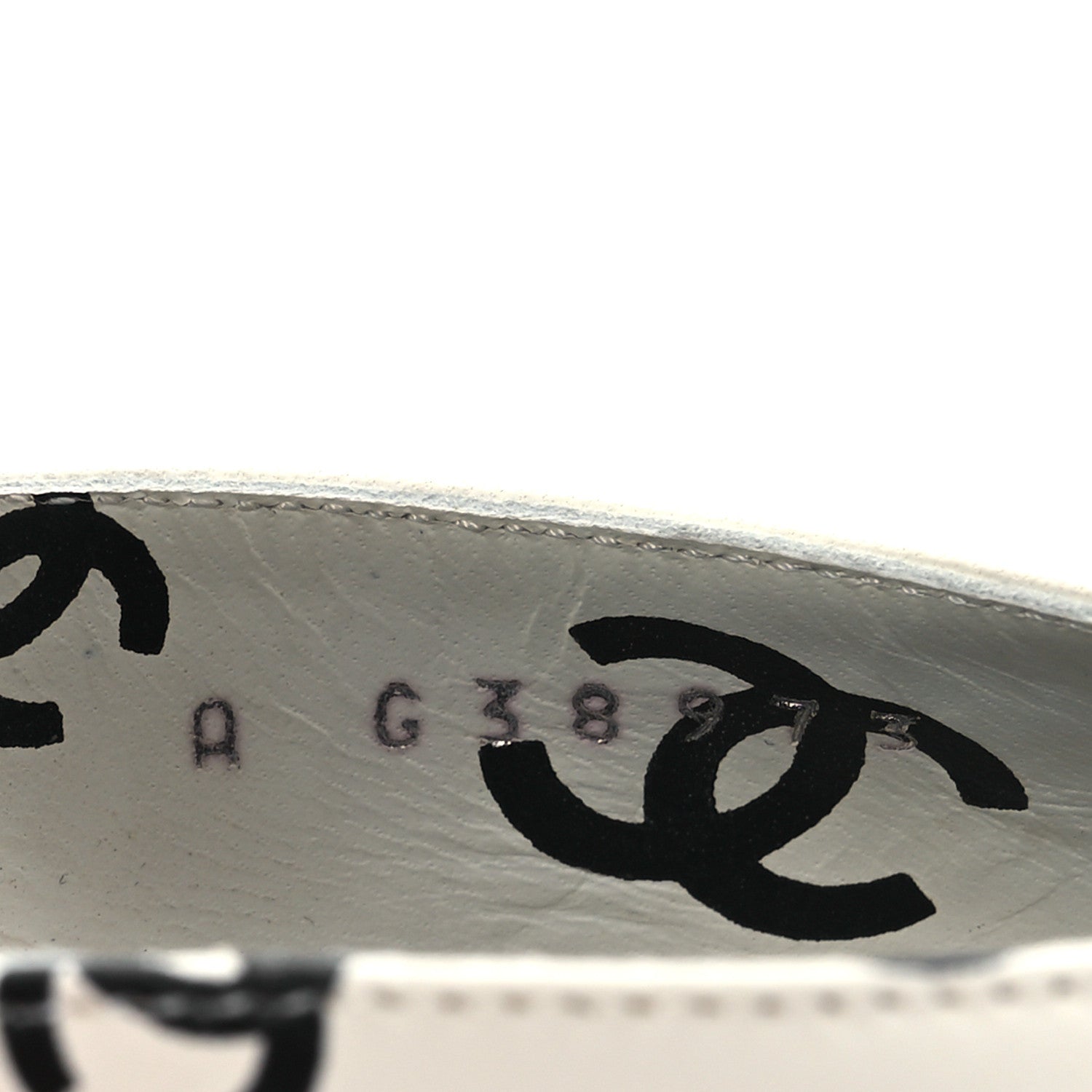 Chanel Printed Lambskin CC Sandals 37 White Black 10 of 15