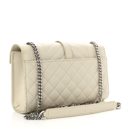 Saint Laurent Grain De Poudre Textured Mixed Matelasse Triquilt Small Monogram Satchel Crema Soft 3 of 11