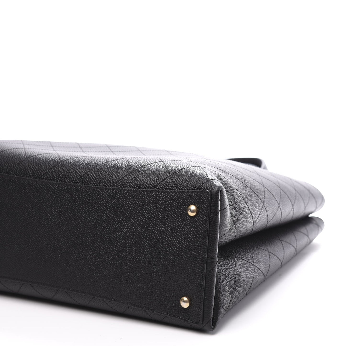 Caviar Stitched Large Shopping Tote Bag Black