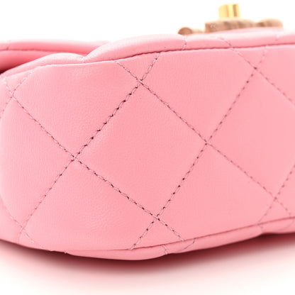 Chanel Lambskin Wenge Quilted Mini Fashion Wood Square Flap Pink 9 of 10