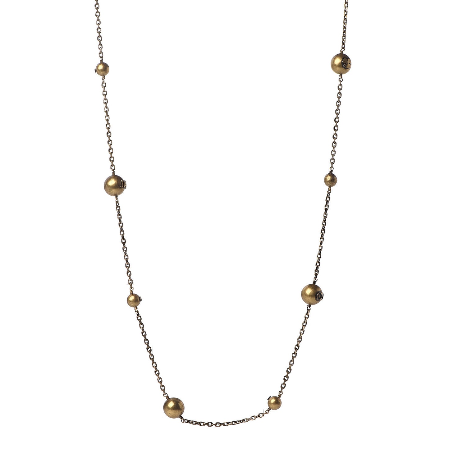 Metal Long Necklace Aged Gold