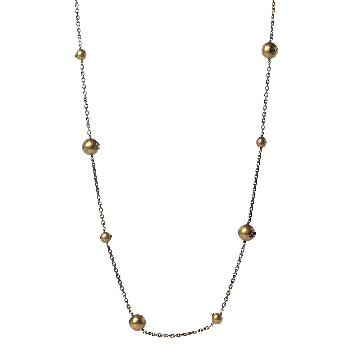 Christian Dior Metal Long Necklace Aged Gold 1 of 3
