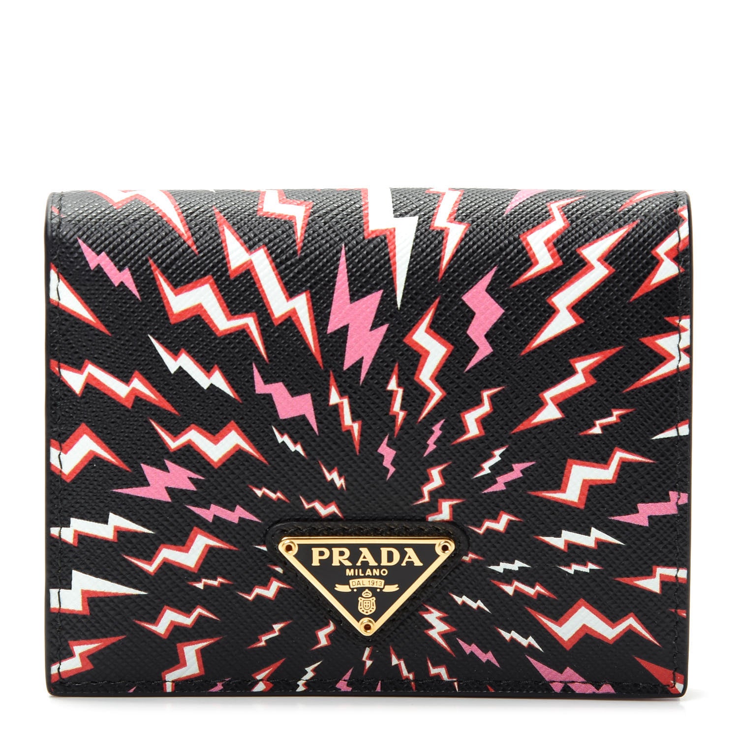 Prada X UNIVERSAL STUDIOS Saffiano Thunder Frankenstein Print Coin Case Card Holder Wallet Lacca 1 of 7