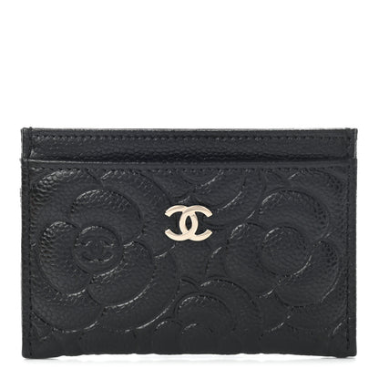 Chanel Caviar Camellia Embossed Card Holder Black 1 of 7