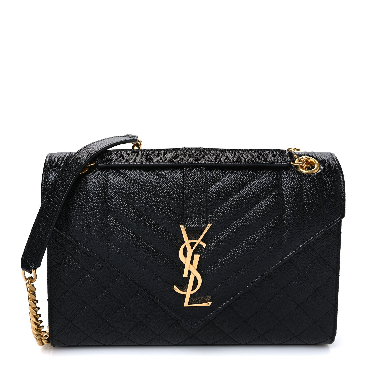 Saint Laurent Grain De Poudre Textured Mixed Matelasse Triquilt Medium Monogram Satchel Black 1 of 10